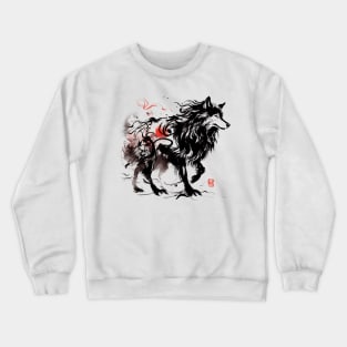 Chinese Style Ink Wolf Crewneck Sweatshirt